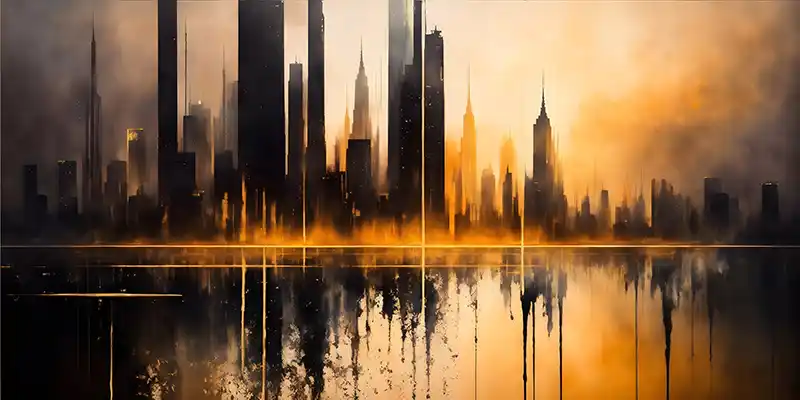 Golden cityscape